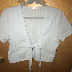 Light blue front tie top